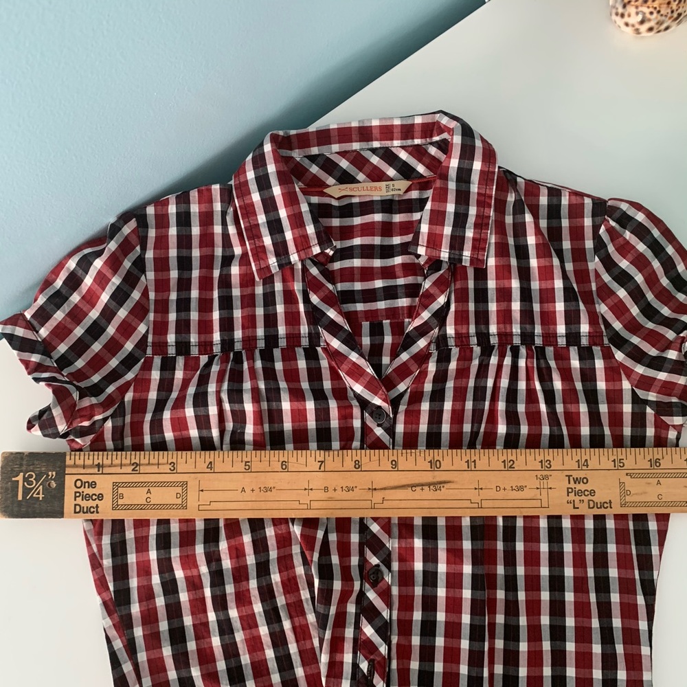 SOLD Scullers Western Plaid Polo Shirt - Picture 6 of 8